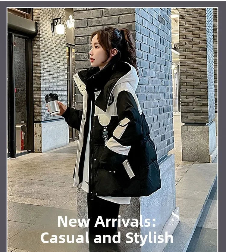 Elegant Thickened Oversized Women's down Jacket Fashionable Outerwear Parka Style Winter Coat Korean Style Straight Cut Cotton