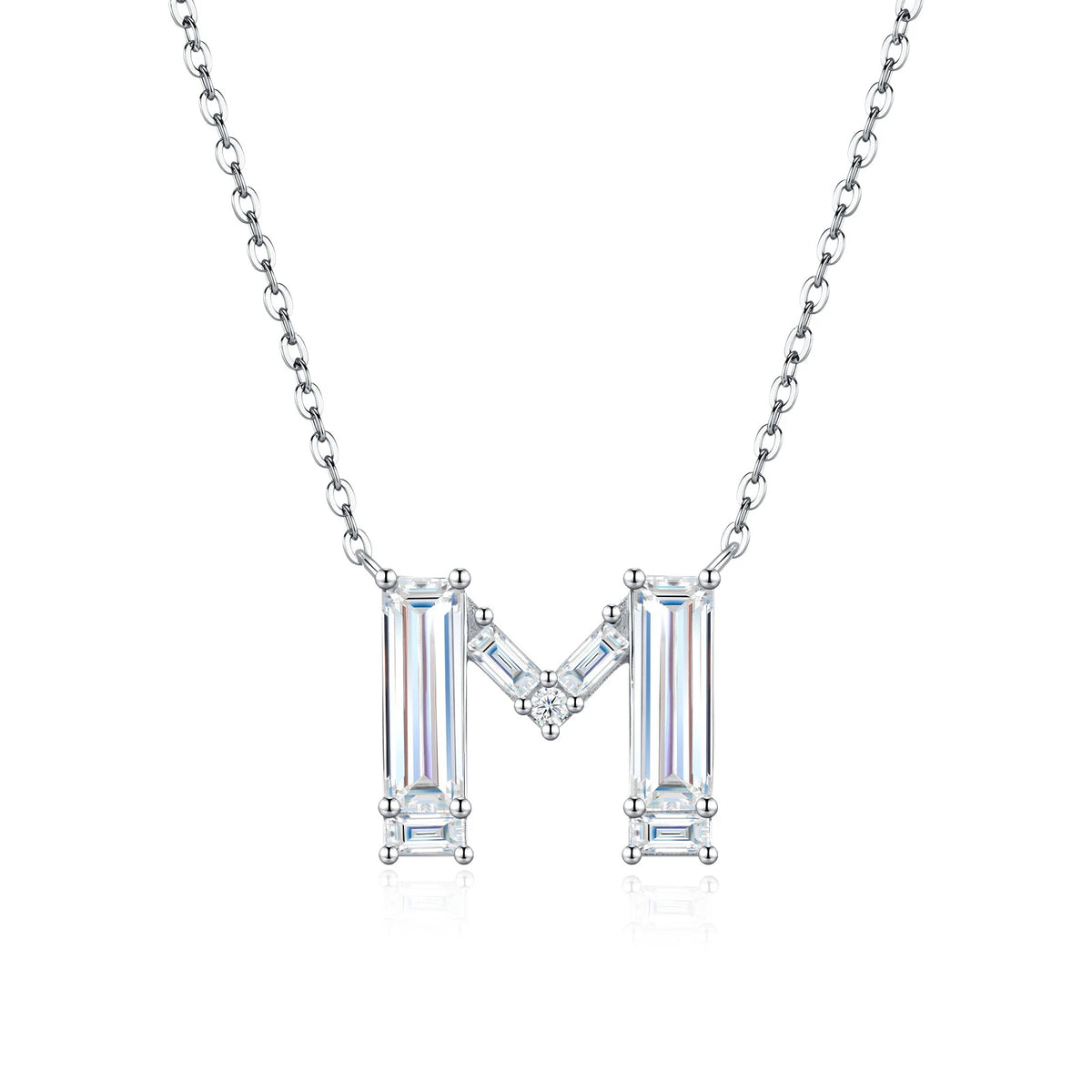 PureNew 26 Letter A-Z 4x12mm Moissanite Necklace For Women S925 Silver D Color 18k Plated Sparking Women's Moissanite Chain
