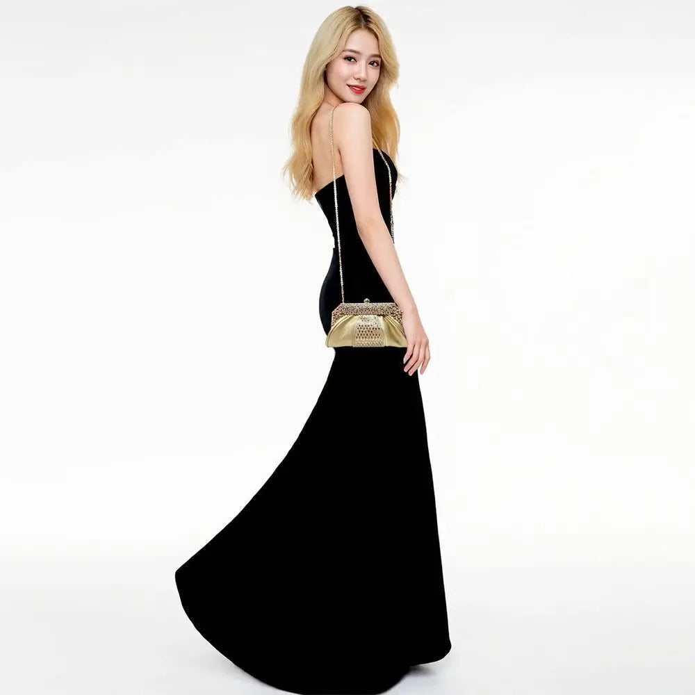 Fashionable Diamond Embedded Evening Dress Handbag Elegant Large Capacity Clutch Bag Tote Bag for Ladies Party And Banquet
