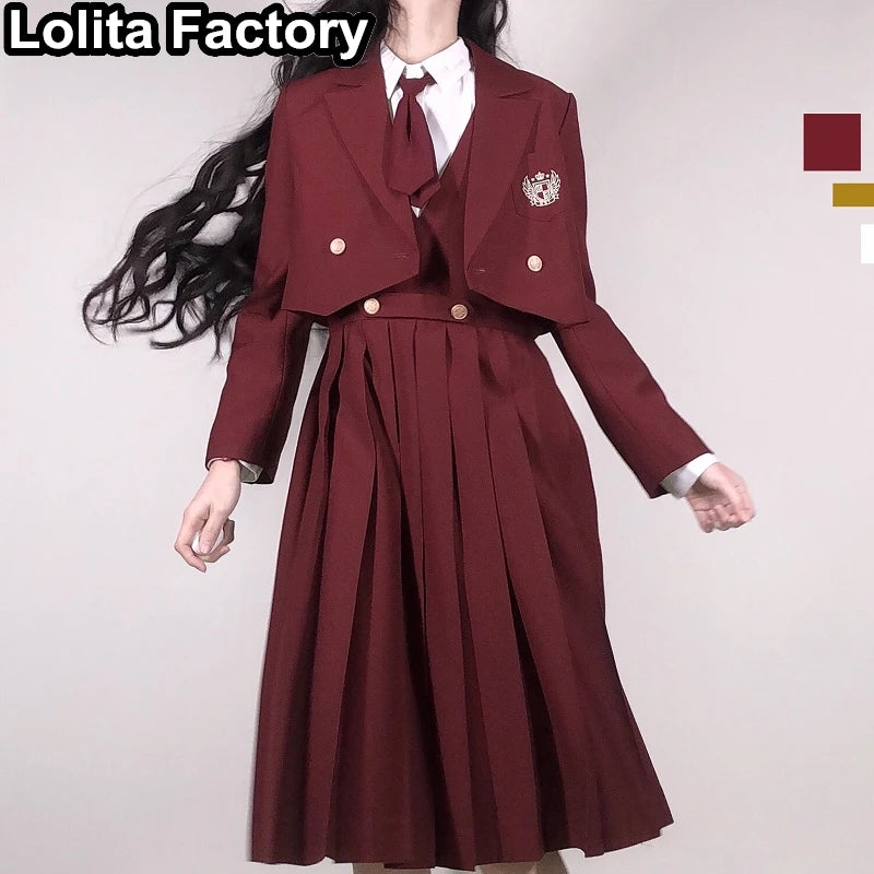 Japanese Women JK Green Blazer Suit skirt coat Harajuku High School Uniform for Students Girl Outwear College Style blazers Suit