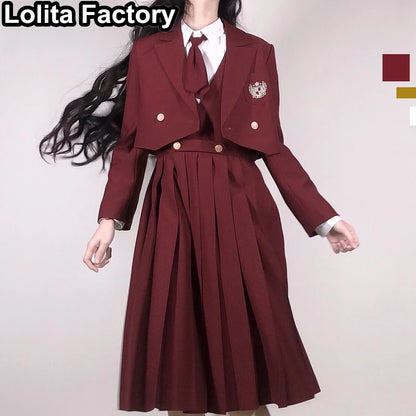 Japanese Women JK Green Blazer Suit skirt coat Harajuku High School Uniform for Students Girl Outwear College Style blazers Suit