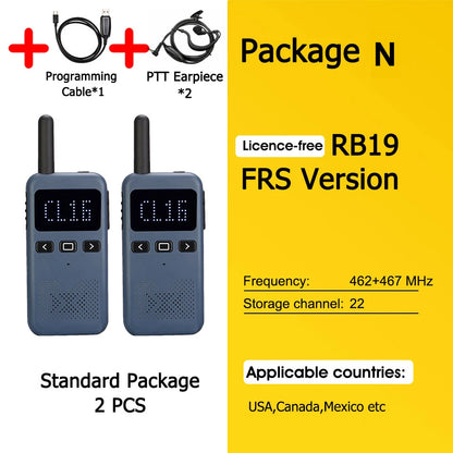 Retevis RB619 Mini Walkie Talkie PMR446/FRS 1650mAh Portable Long Range Two Way Radio Type-C Programmable for Restaurants Hotels