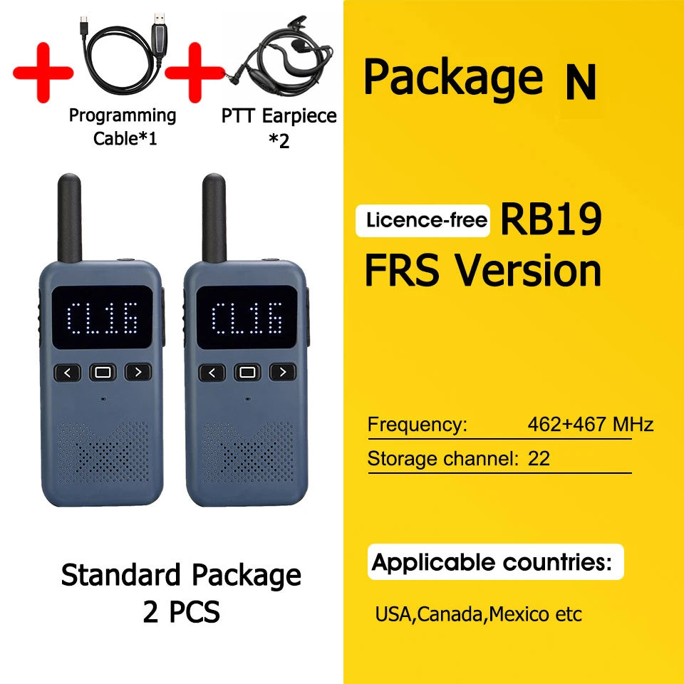 Retevis RB619 Mini Walkie Talkie PMR446/FRS 1650mAh Portable Long Range Two Way Radio Type-C Programmable for Restaurants Hotels