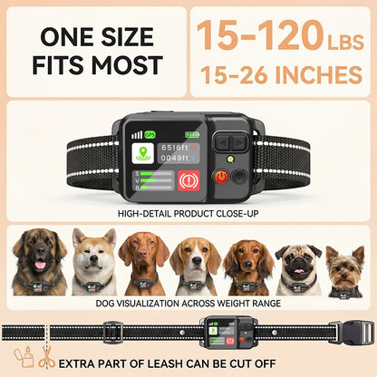 Dog Electronic Fence | Outdoor GPS Fencing System | Waterproof Wireless Fence | Dog Training Collar | Adjustable Warning Intensity | Fence Radius: 33–999 Yards | Rechargeable Smart Pet Containment System