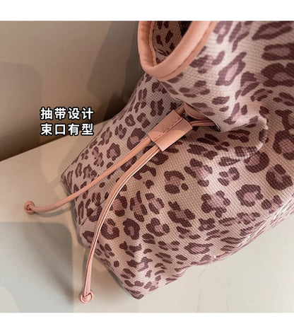Brand Women's Shoulder Bag Y2k Fashion Sweet Polka Dot Handbag Korean Casual Versatile Leopard Print Brown Frosted Tote Bags
