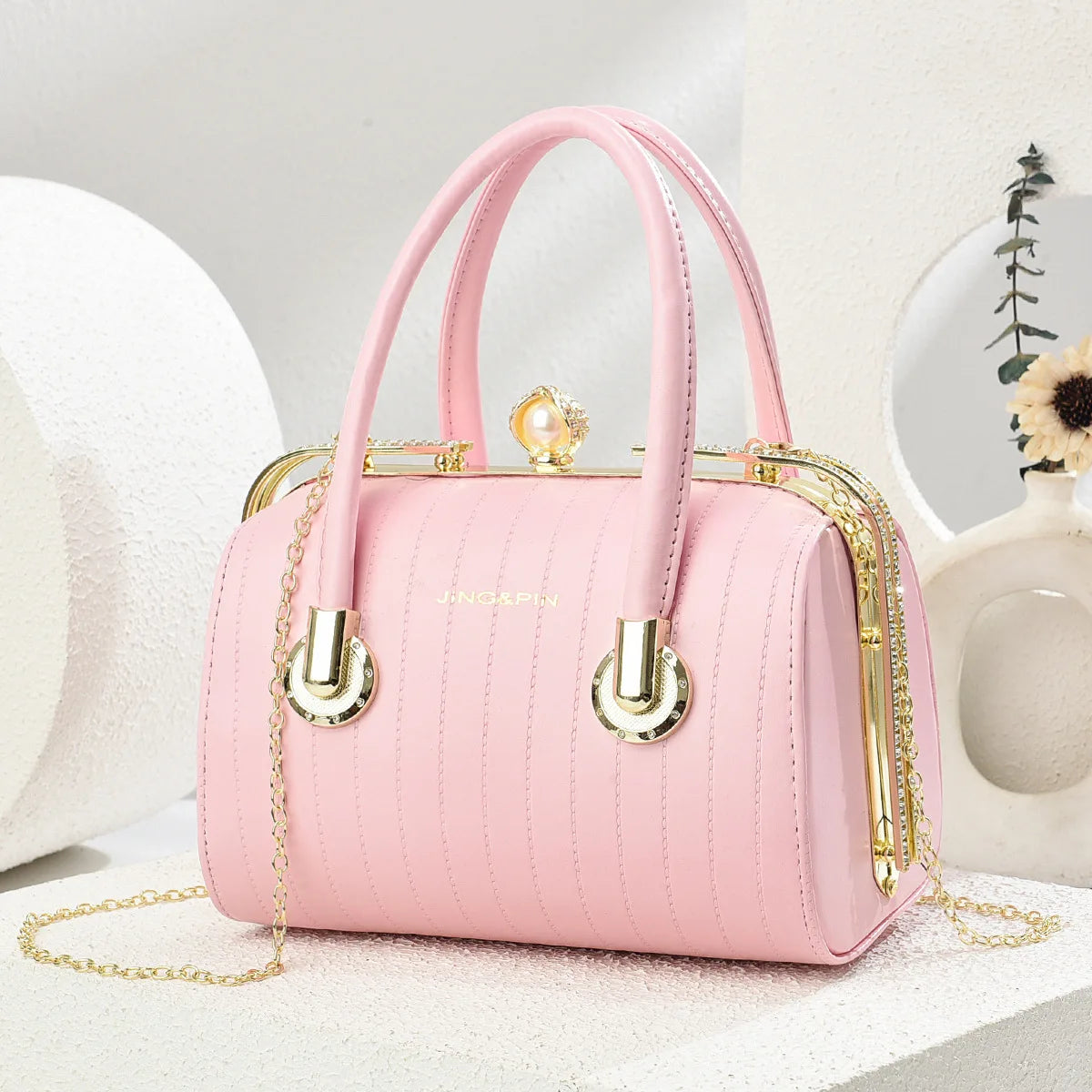 Fashionable Versatile High-End Texture Chain Handbag Shoulder Crossbody Bag for Women Summer New Arrival Boston Pillow Bag