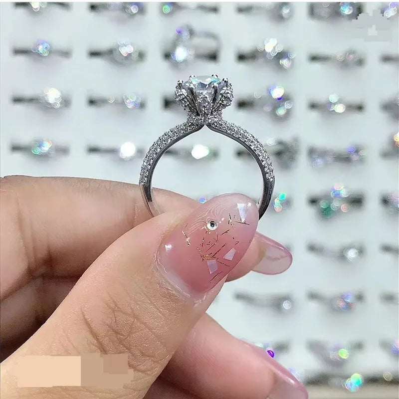 Six-Prong Crown Ring 2ct Moissanite Women's PT950 Platinum - Value-preserving platinum, crown luxury, statement accessory