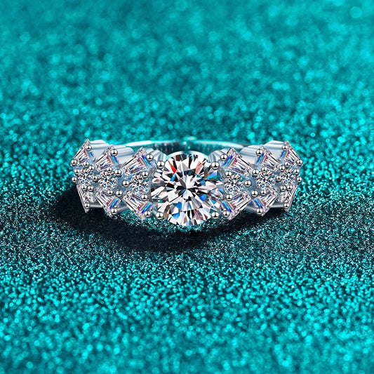 Women's PT950 Platinum 1CT Moissanite Ring - Rectangular Bevel Style, Luxury Gorgeous, High-End Festival Gift & Unique