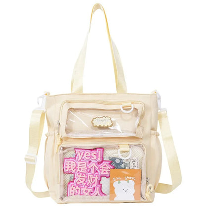 Y2K Japanese Preppy Style Shoulder Crossbody Bag New Nylon School Bags for Teenage Girls Transparent Itabag Backpacks Ita Bag