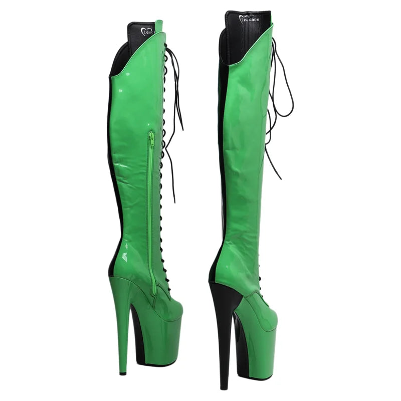 Leecabe 20CM/8inches Two Color Patent Upper Fashion Lady High Heel Platform Pole Dance Boots