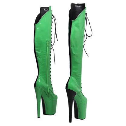 Leecabe 20CM/8inches Two Color Patent Upper Fashion Lady High Heel Platform Pole Dance Boots