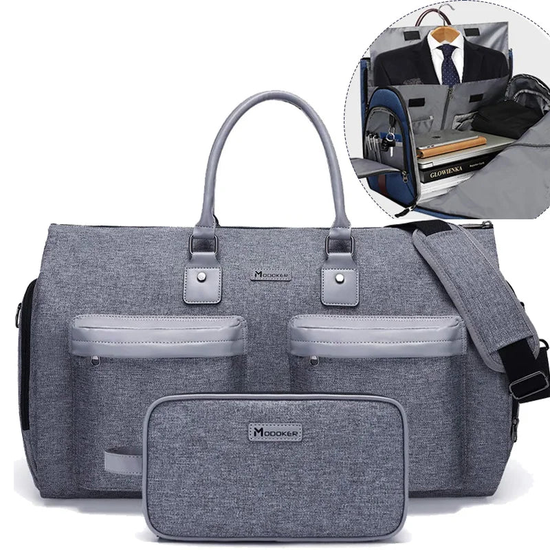 Portable clothing luggage bag, convertible business travel suit handbag, with shoulder strap / weekend daily travel bag