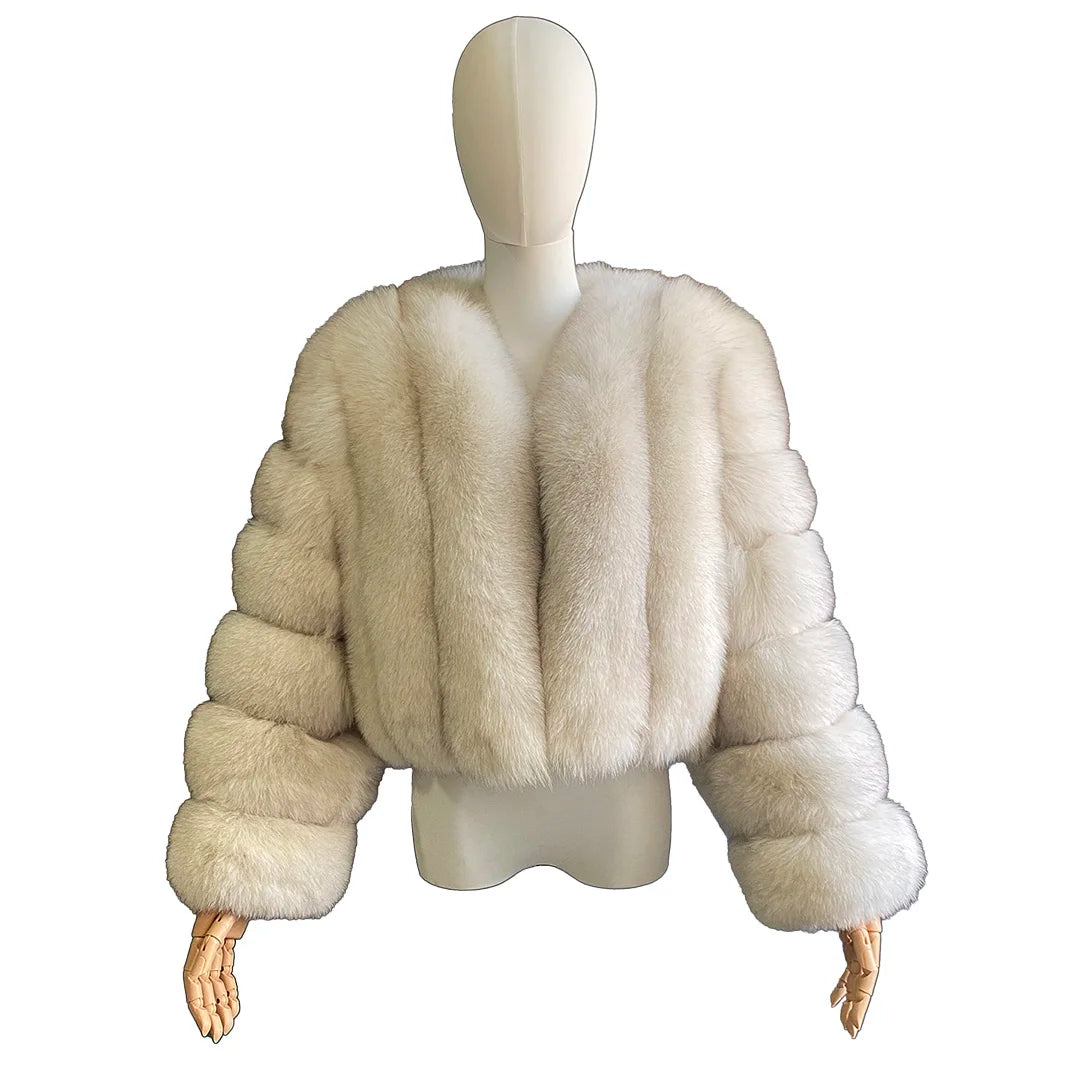 Short Real Fox Fur Coat Women Winter Thick Warm Tilted Strip Genuine Fur Jacket Luxury Collarless Outerwear Multi Colors