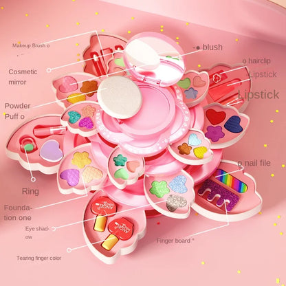 Makeup Box Rotating Opening Cosmetics Toys for Little Girls Princess Makeup Set To Enhance Creativity and Imagination