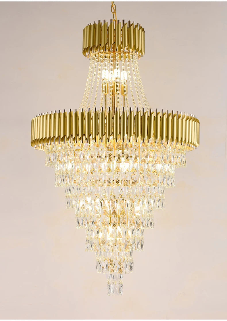 Luxury Crystal Chandeliers Home Villa Duplex  Attic Living Room Lighting Loft Decoration Indoor Pendant Lights Fixtures