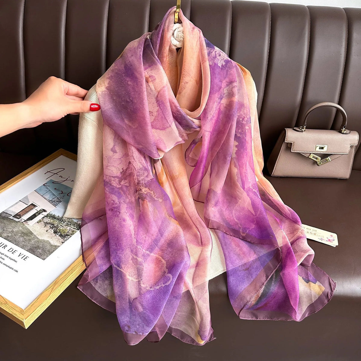 130*180cm Fashion Spring Summer Women Floral Printing Beach Silk Scarf Shawls Female Long Wraps Beach Sunscreen Hijab Lady