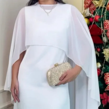 Elegant Shawl Women's Maxi Dress O-neck Sleeveless White Slim Vestido 2026 NEW Summer Classic Evening Party Prom Lady Long Skirt