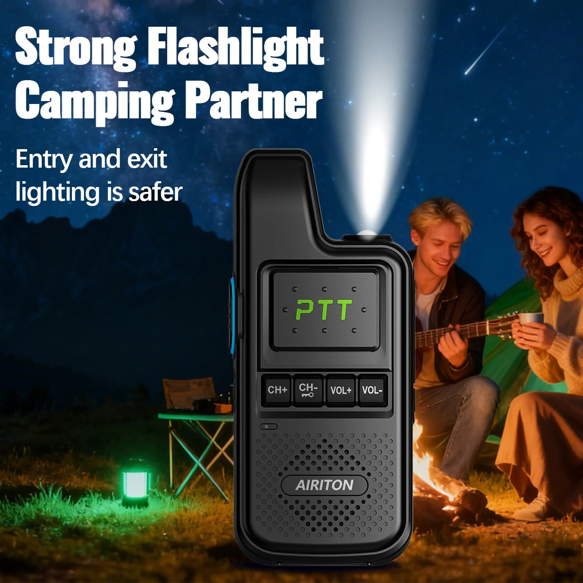 2PCS AIRITON AI-828C Mini Walkie Talkie Dual PTT Wireless Copy Frequency HD Sound Portable UHF 16 Channels Long Range Ham Radio