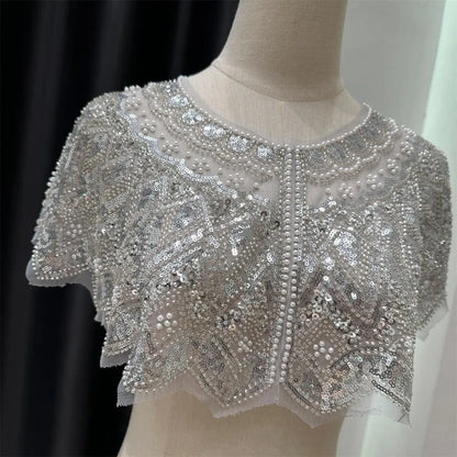 Vintage Sequin Embellished Flapper Shawl Beaded 1920s Sequin Shoulder Shawl Short Outerwear Women
