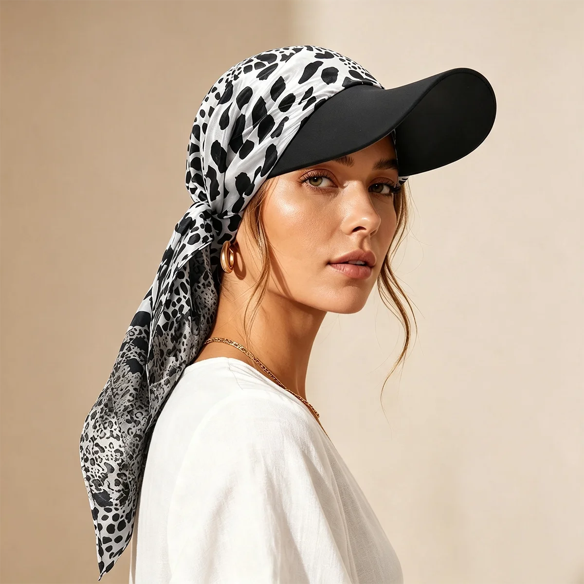 2026 New Fashion Leopard Print Headscarf Hat Soft Satin Vintage Square Turban Scarf Bohemian Hijab Women Headwear