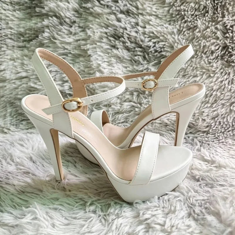 Women Sexy Pumps Peep Toes Sandals Stilettos 14cm Elegant Platform High Heels Luxury Nighclub Party Wedding Jazz Dance Shoes