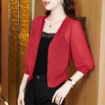 Chic Spring Summer Women Cardigan Sunscreen Chiffon Coat Shirt Vintage Thin Tops Short Jackets Design Shawl New