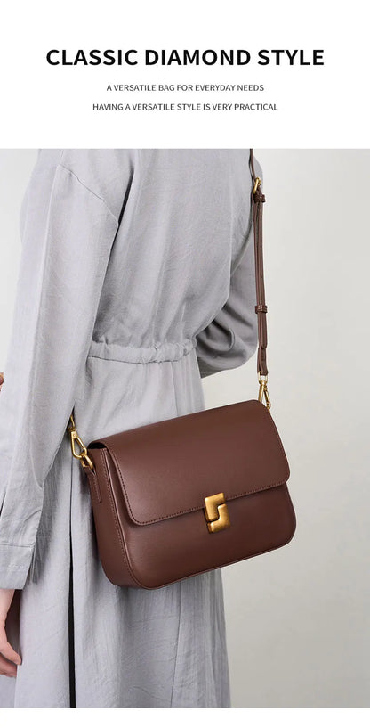 Luxury Genuine Leather Women Bag 2025 New Women's Shoulder Bag High Quality Cowhide Square Crossbody Bags Designer Handbags