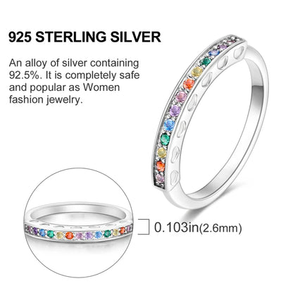 Original 925 Sterling Silver Ring Colorful Diamonds Cubic Zircon Finger Ring For Women Jewelry Wedding Engagement Birthday Gift