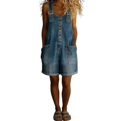 Fashion Denim Overalls for Women Loose Fit Classic Bib Casual Jean Stretchy Denim Overall Jumpsuit Tapered Leg Jean Pants