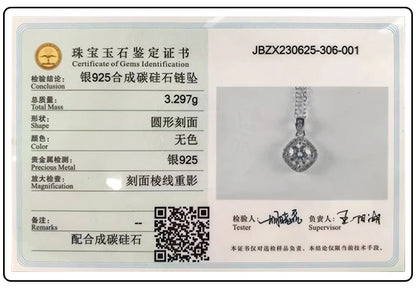 Silver 925 6 Prong Moissanite Pendant Necklace for Women Trendy Design D Color VVS Pass Diamond Testing Jewelry with Box GRA