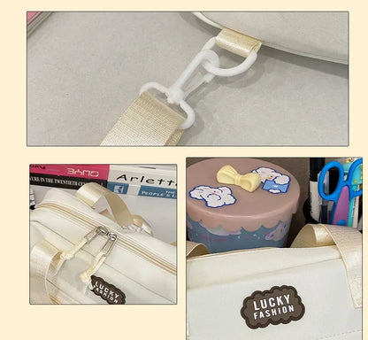 Y2K Japanese Preppy Style Shoulder Crossbody Bag New Nylon School Bags for Teenage Girls Transparent Itabag Backpacks Ita Bag