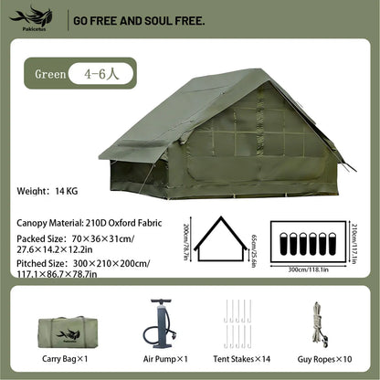 Pakicetus Quick Setup Inflatable Camping Tent, Waterproof Family Tent for 4-8 Persons, Portable Air Tent with Carry Bag