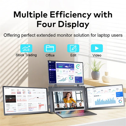 Rospider 18.5 inch Triple Screen Extender 1080P IPS Portable Monitor Gaming Display for 12 to 18 inch Laptop MacBook Windows