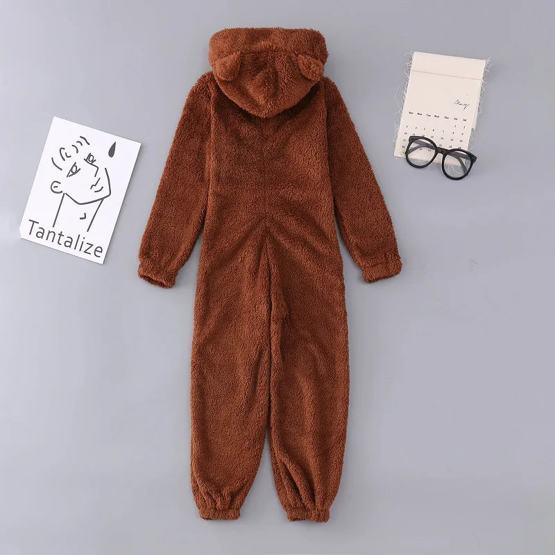 Women's Fleece Oneseies Zip Up Hooded Pajamas Rompers Cozy Sleepwear Pyjamas Autumn Winter Warm Loungewear Jumpsuit
