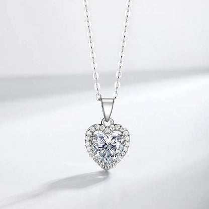 1CT Heart Cut Moissanite Necklace for Women 18K Gold 925 Sterling Silver with GRA Certificate Simple Daily Wear Jewelry Gift