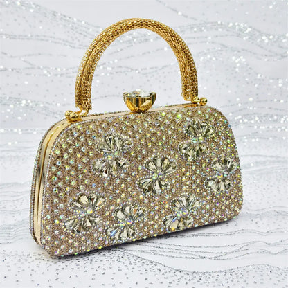 Luxury Handmade Flowers Shoes and Clutch for Women- Nigerian Style Elegant Crystal Heels with Matching Evening Bags