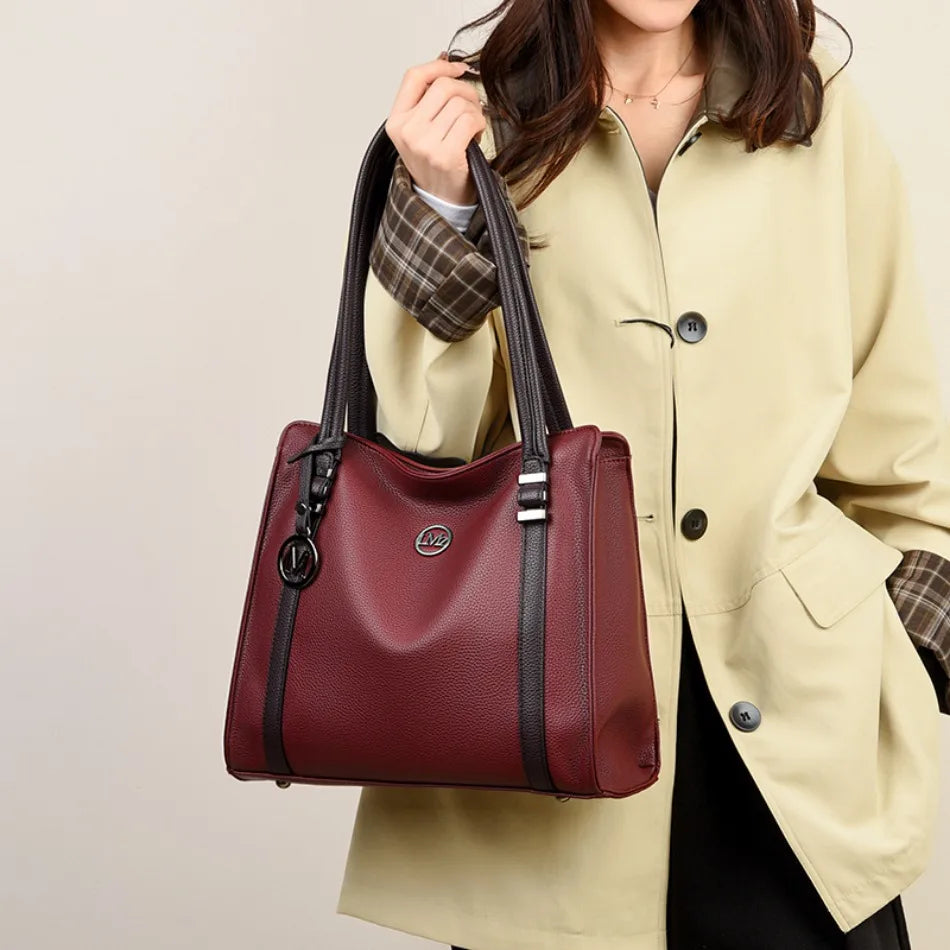 Soft Leather Luxury Handbags Women Bags Designer Shoulder Sac Ladies Large Capacity Top-Handle Bags Shopping Tote Bag Sac A Main
