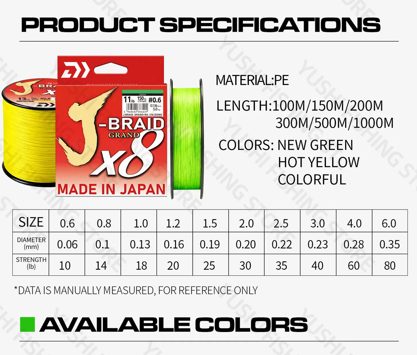 2026 Original X8DAIWA-J Braided Expedition 8 strands Fishing Line PE Super Line Sea Fishing wire 100/150/200/300/500/1000M Pesca