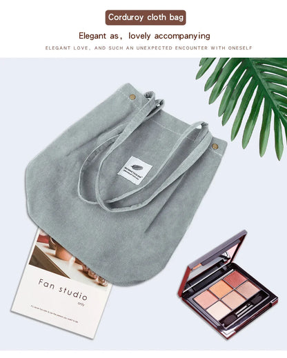 Corduroy Bag Handbags for Women Shoulder Bags Female Soft Environmental Storage Reusable Girls Small and Large Shopper Totes Bag