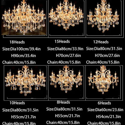 K9 Crystal Candle Chandelier decoration simple chandelier crystal light For Living Room Hotel AC110V~240V 6/8/10/12/15/18 Arms