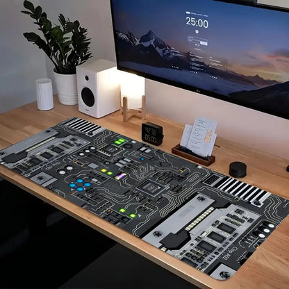Retro Circuit Board Pattern Mouse Pad Large Computer Accessories Office Game Table Mat Rubber Anti-slip Mousepad Decor Desk Pads