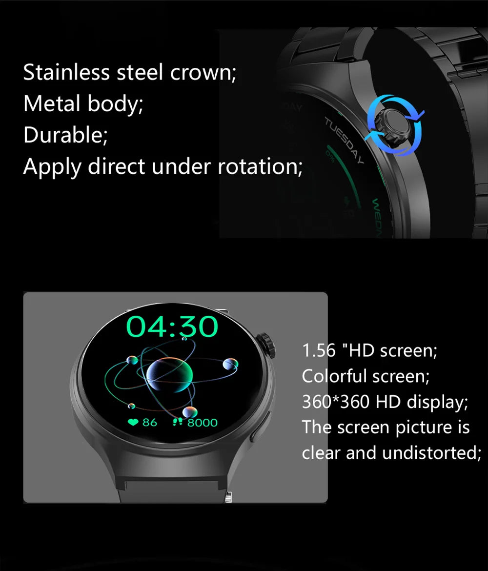 LAXASFIT 1.52" HD Smart Watch Game Dial Dynamic Dial Bluetooth Call Voice Assistant Fitness Tracker Wireless Charging