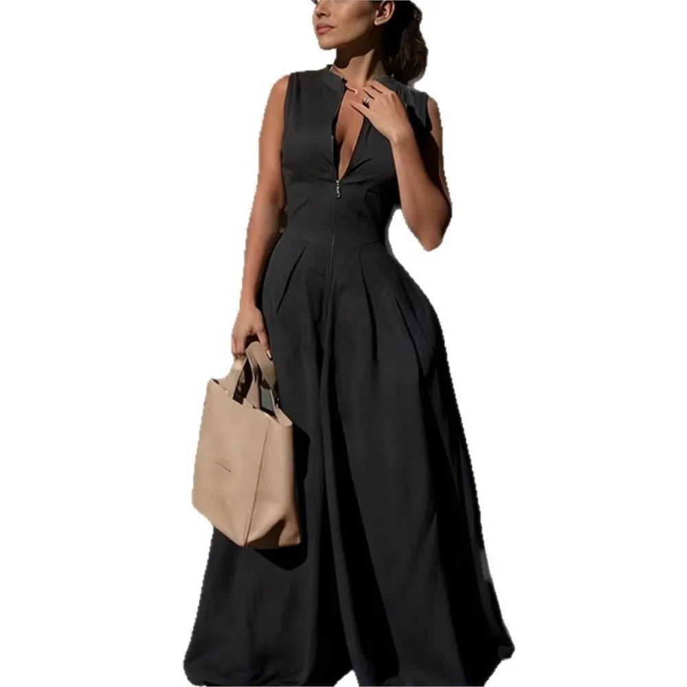 2026 Casual Jumpsuits For Woman Romper Playsuit Women's Clothing Temperament Commuting Simple Style Loose Sleeveless Solid Color