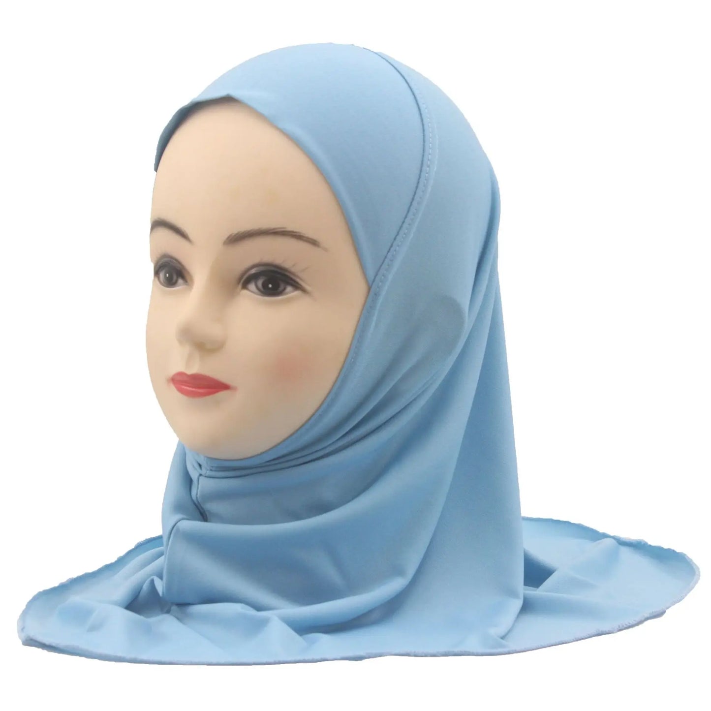Kids Islamic Hijab Arab Girls Muslim Turban Scarf Shawls Cap Solid Color Fit 2-6 Years Old Children Wear Directly Instant Hijab