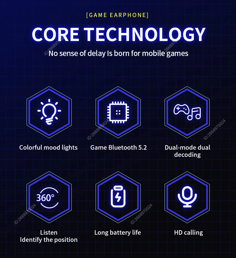 Bluetooth Game Earphones True Wireless TWS In-Ear Headphones With Mic Waterproof Sports Hifi Headsets Balanced Armature for Game