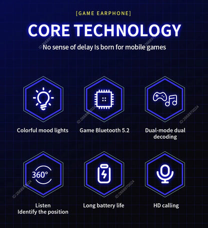 Bluetooth Game Earphones True Wireless TWS In-Ear Headphones With Mic Waterproof Sports Hifi Headsets Balanced Armature for Game