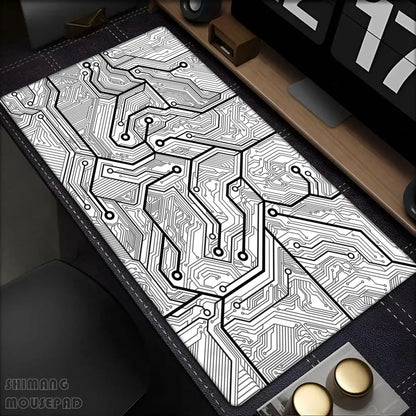 Black Circuit Board Pattern Mouse Pad Large Computer Office Table Mats Rubber Anti-slip Gaming Keyboard Mousepads Long Desk Pads