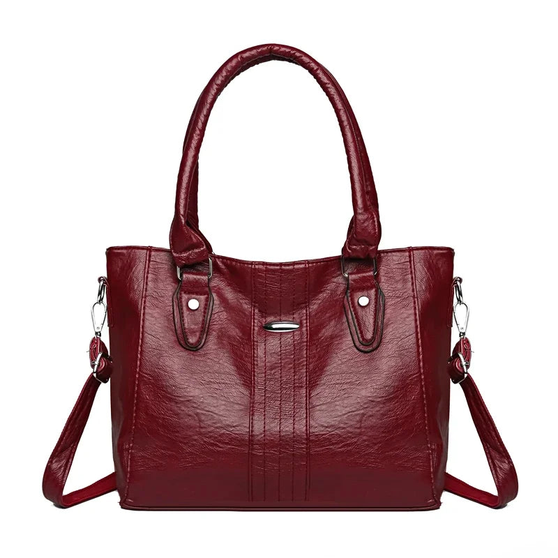 New Soft Leather Handbag For Women Vintage Shoulder Tote Bag Luxury Designer Ladies Large Capacity Purse Commute Bags Sac A Main