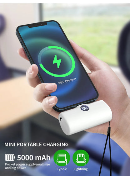 Fast Charging Power Bank Portable Charger External Battery Pack for iPhone Android LED Digital Display 5000mAh Mini Powerbank