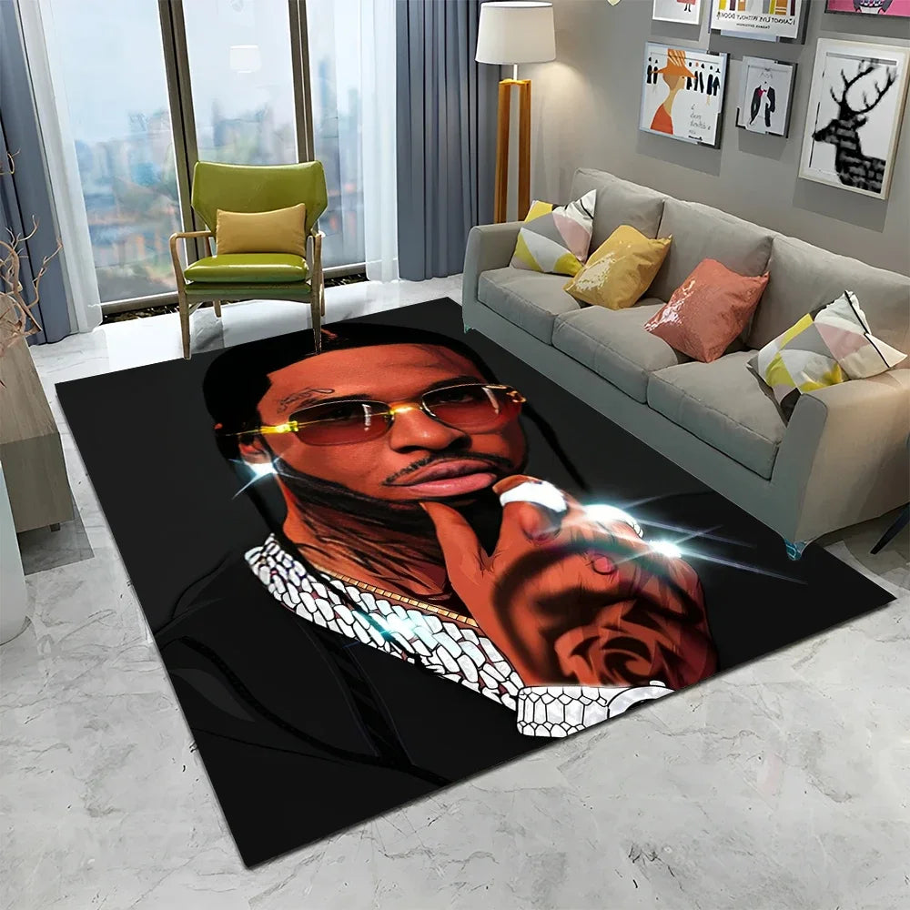 Legend Star Hip Hop Rapper Art Carpet Rug for Home Living Room Bedroom Sofa Doormat Decor,kids play Area Rug Non-slip Floor Mat